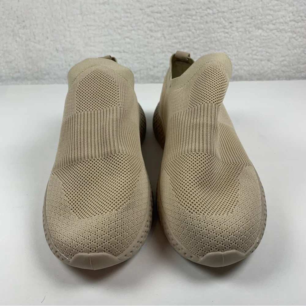 Blondo Womens Sarah Slip On‎ Knit Stretch Sneakers Tan Textured Wedge 9.5 NWOB